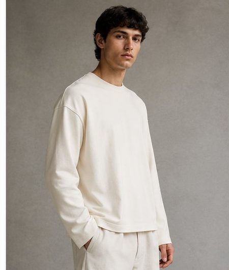 Heavy Long Sleeve in Ecru, side profile