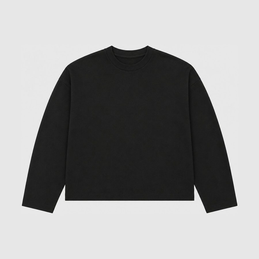 Heavy Long Sleeve in Black — flat lay