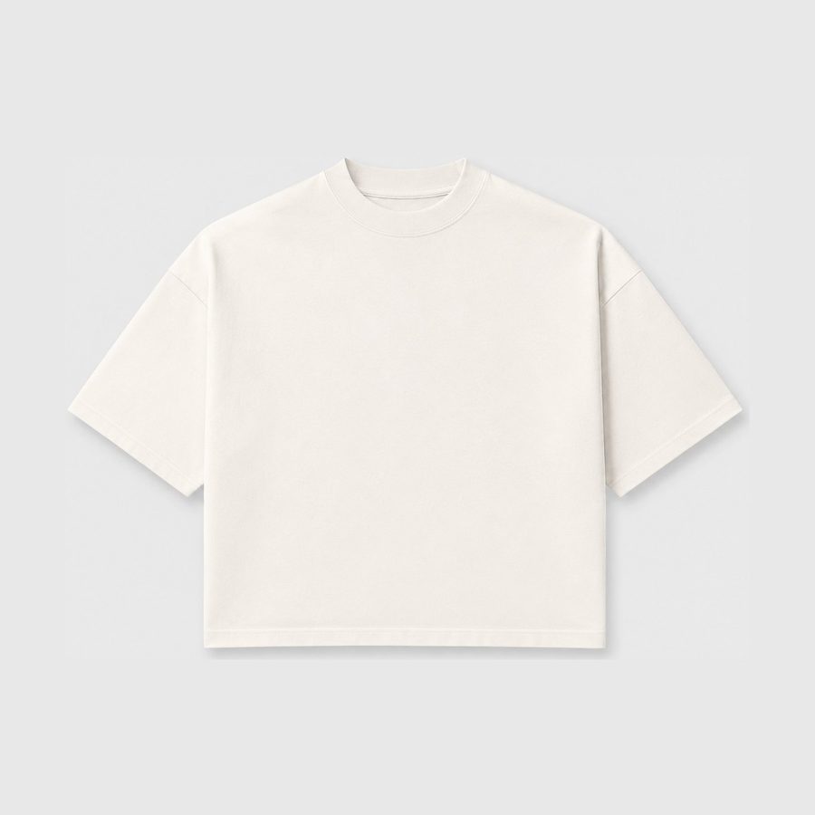 Heavy Tee in Ecru — flat lay